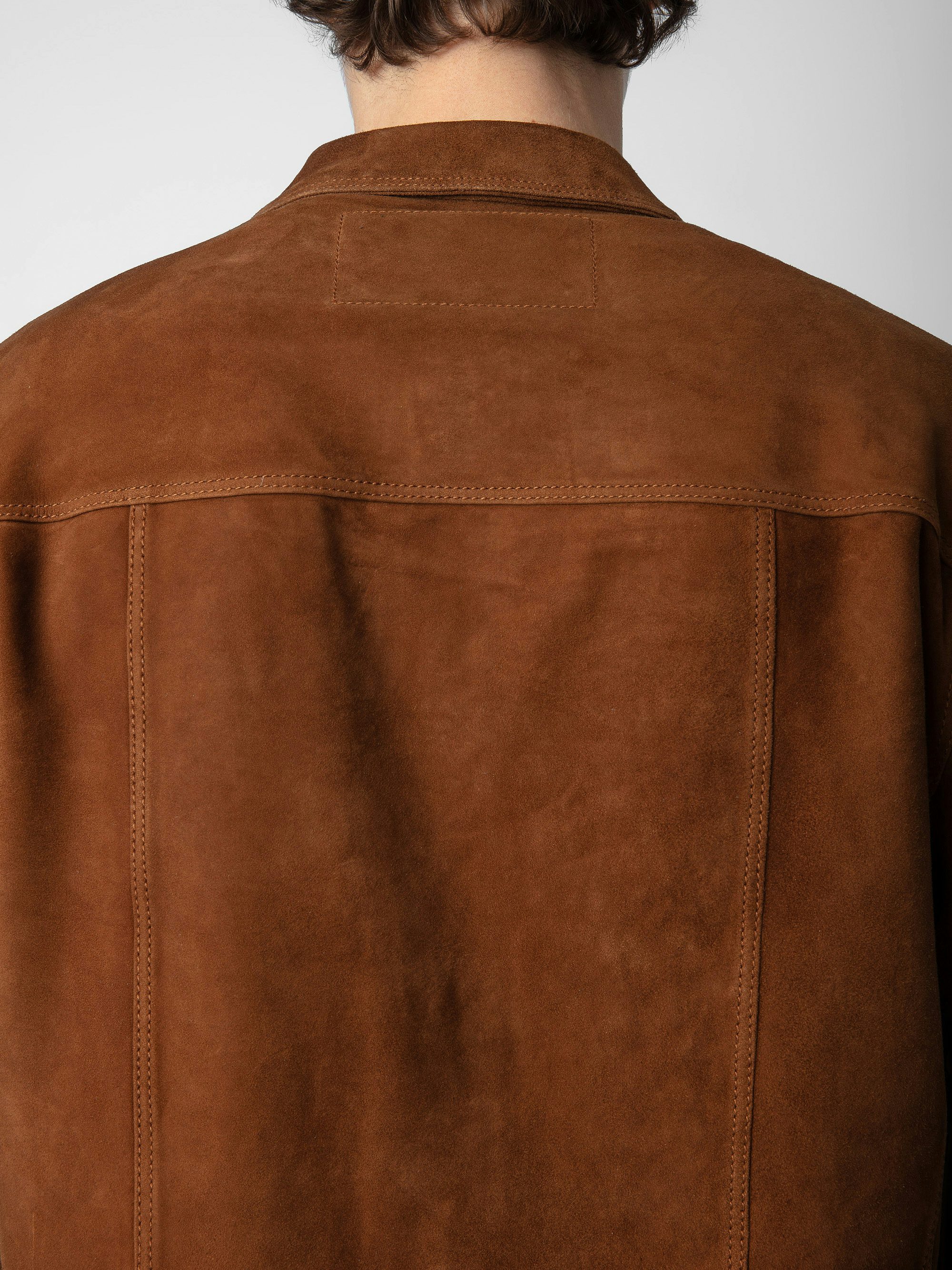 Kuba Suede Jacket - Cognac suede jacket with button closure and pockets.